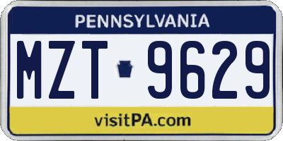 PA license plate MZT9629