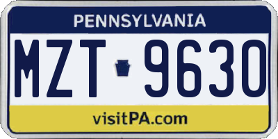 PA license plate MZT9630