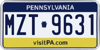 PA license plate MZT9631