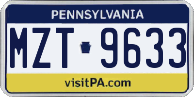 PA license plate MZT9633