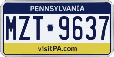 PA license plate MZT9637