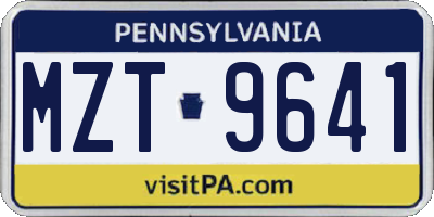 PA license plate MZT9641