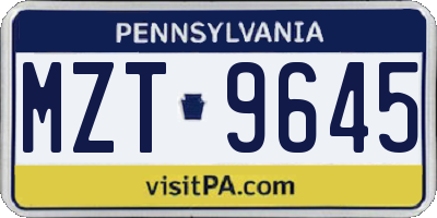 PA license plate MZT9645
