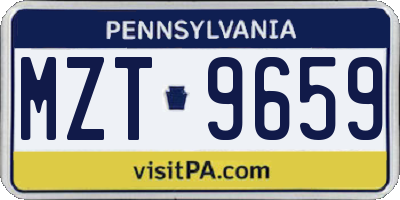 PA license plate MZT9659