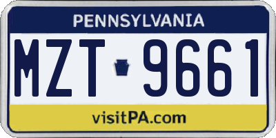 PA license plate MZT9661
