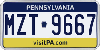 PA license plate MZT9667