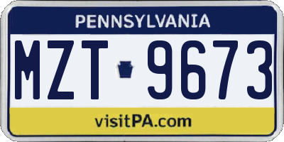 PA license plate MZT9673