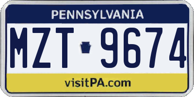 PA license plate MZT9674