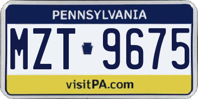 PA license plate MZT9675