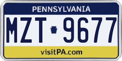 PA license plate MZT9677