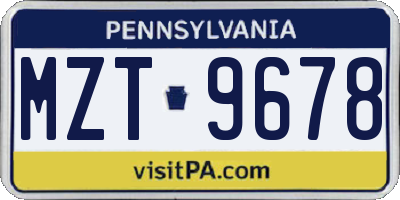 PA license plate MZT9678