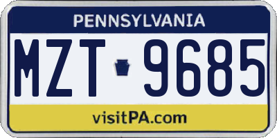 PA license plate MZT9685