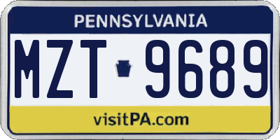 PA license plate MZT9689