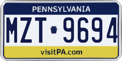 PA license plate MZT9694