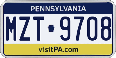 PA license plate MZT9708