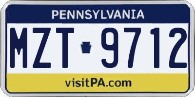 PA license plate MZT9712