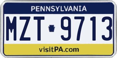 PA license plate MZT9713