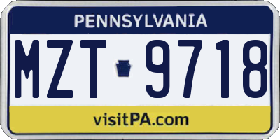 PA license plate MZT9718