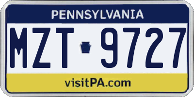PA license plate MZT9727