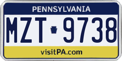 PA license plate MZT9738