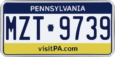 PA license plate MZT9739