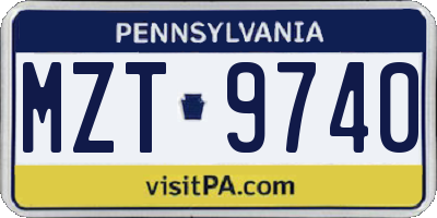PA license plate MZT9740