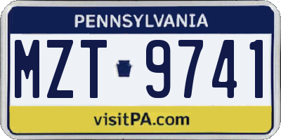 PA license plate MZT9741