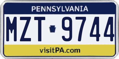 PA license plate MZT9744