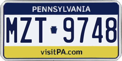 PA license plate MZT9748