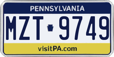 PA license plate MZT9749