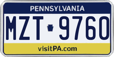 PA license plate MZT9760