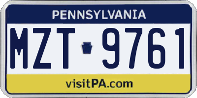 PA license plate MZT9761