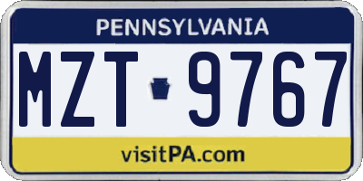 PA license plate MZT9767