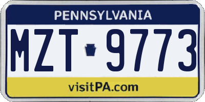 PA license plate MZT9773