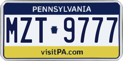 PA license plate MZT9777