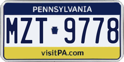 PA license plate MZT9778