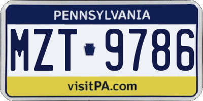 PA license plate MZT9786