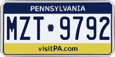 PA license plate MZT9792