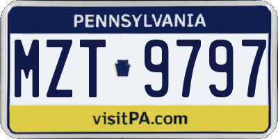 PA license plate MZT9797