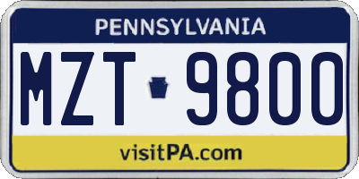 PA license plate MZT9800