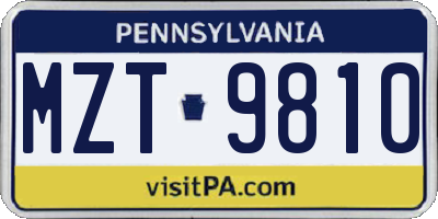 PA license plate MZT9810