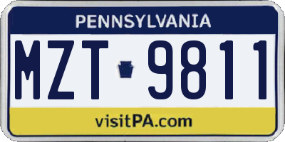 PA license plate MZT9811