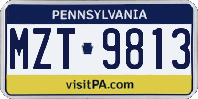 PA license plate MZT9813
