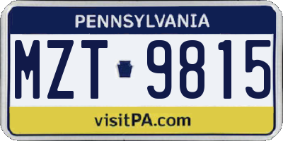 PA license plate MZT9815