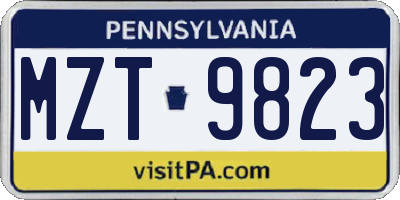 PA license plate MZT9823