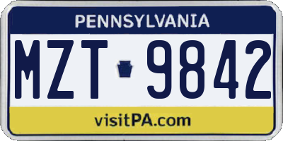 PA license plate MZT9842