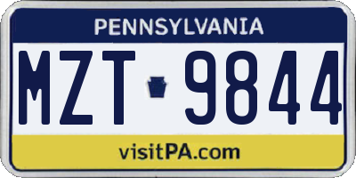 PA license plate MZT9844