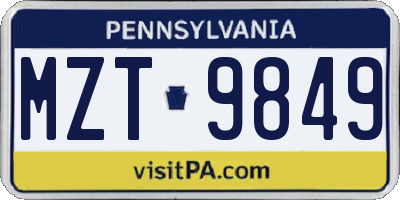 PA license plate MZT9849