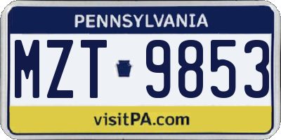 PA license plate MZT9853