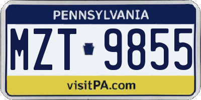 PA license plate MZT9855